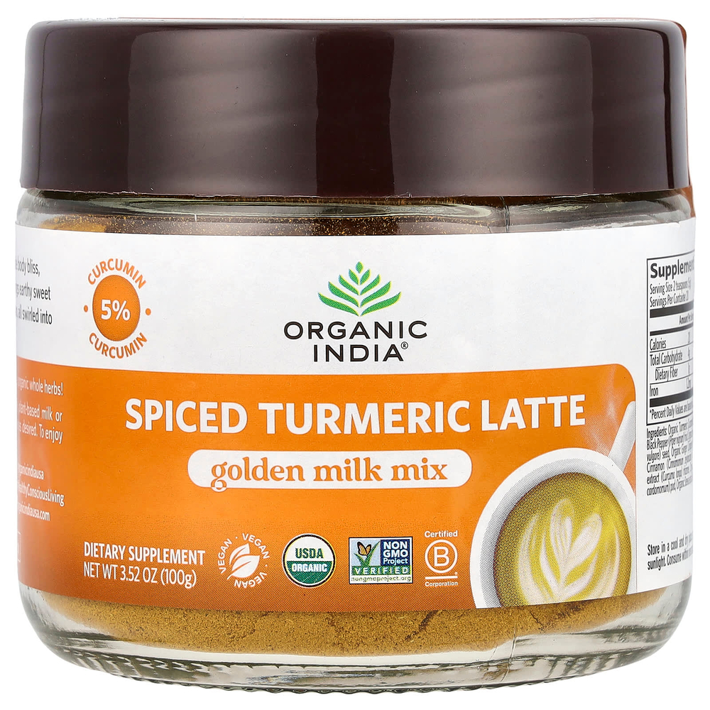 Organic India, пряное латте с куркумой, смесь Golden Milk, 100 г (3,52 унции)