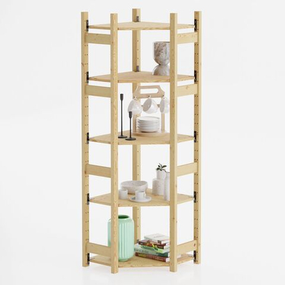 Угловой стеллаж деревянный напольный с 6 полками Икеа ИВАР IVAR 179х60х60 см, стеллаж для хранения книг и игрушек, в гараж и на балкон из массива сосны