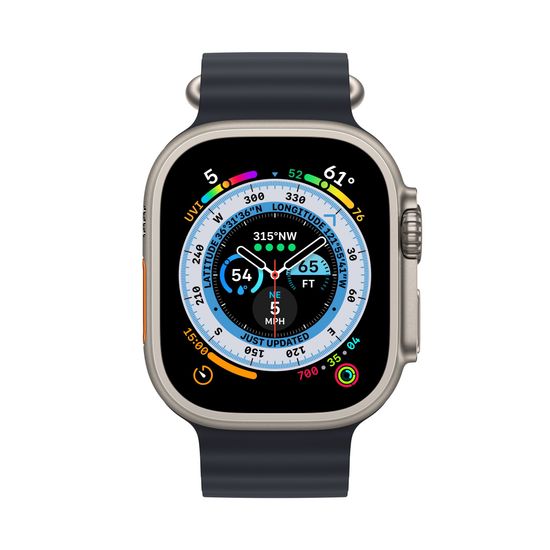 Apple Watch Ultra GPS + Cellular, 49 мм, корпус из титана, ремешок Ocean цвета «тёмная ночь»