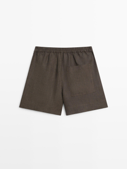 Massimo Dutti Короткие льняные бермуды, зеленый