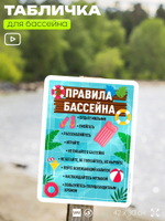 Табличка для бассейна "Правила бассейна", на пляж, для общественной и частной зоны отдыха, информационная, 40х30 см, Silver Plane x Айдентика Технолоджи