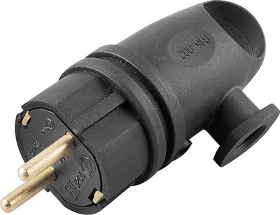 Вилка угловая с/з STEKKER, RPG16-21-442 , каучук, 250В, 16A, IP44, черный 32749