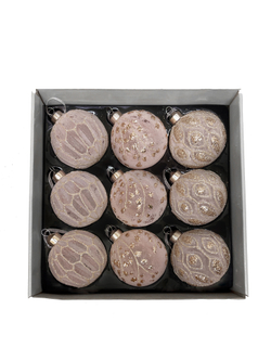 Набор шаров 8см 9шт ChristmasDeLuxe кремовый с блеском