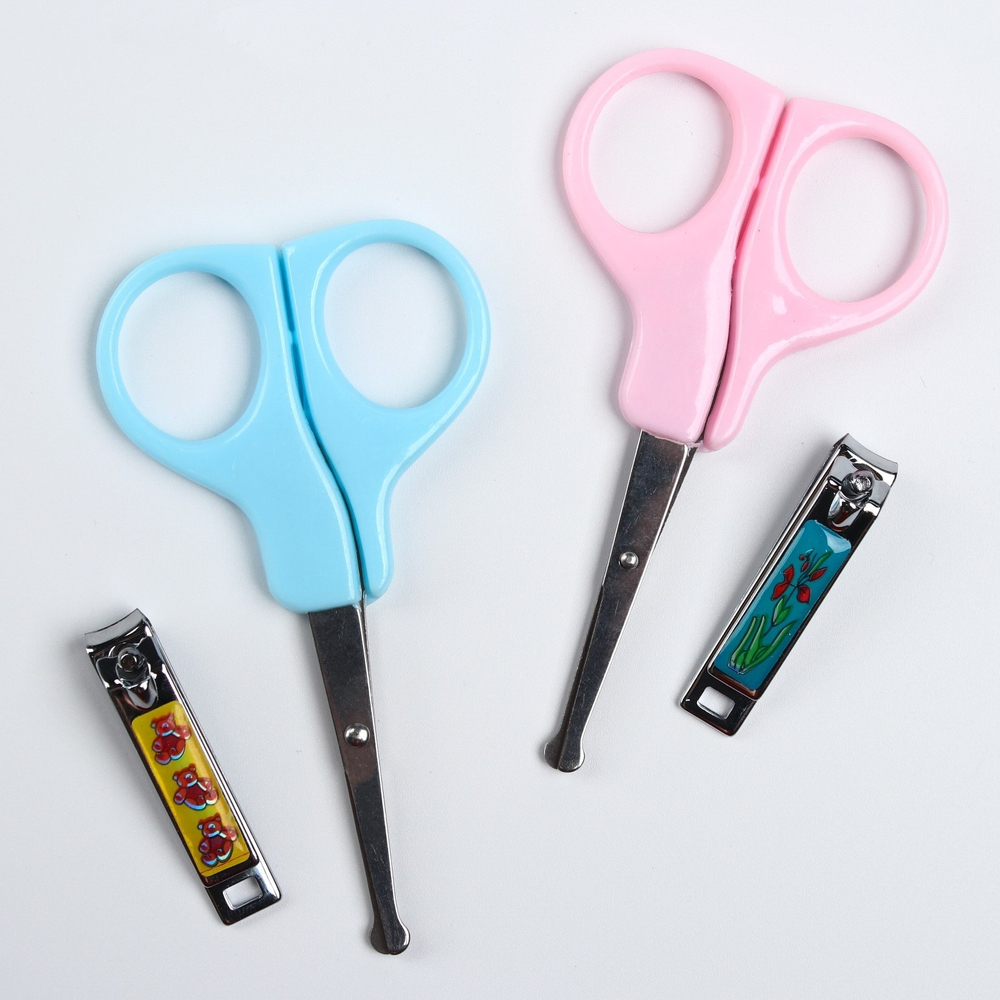 Детский маникюрный набор, 2 предмета: ножницы, кусачки, от 0 мес., цвета МИКС 553315