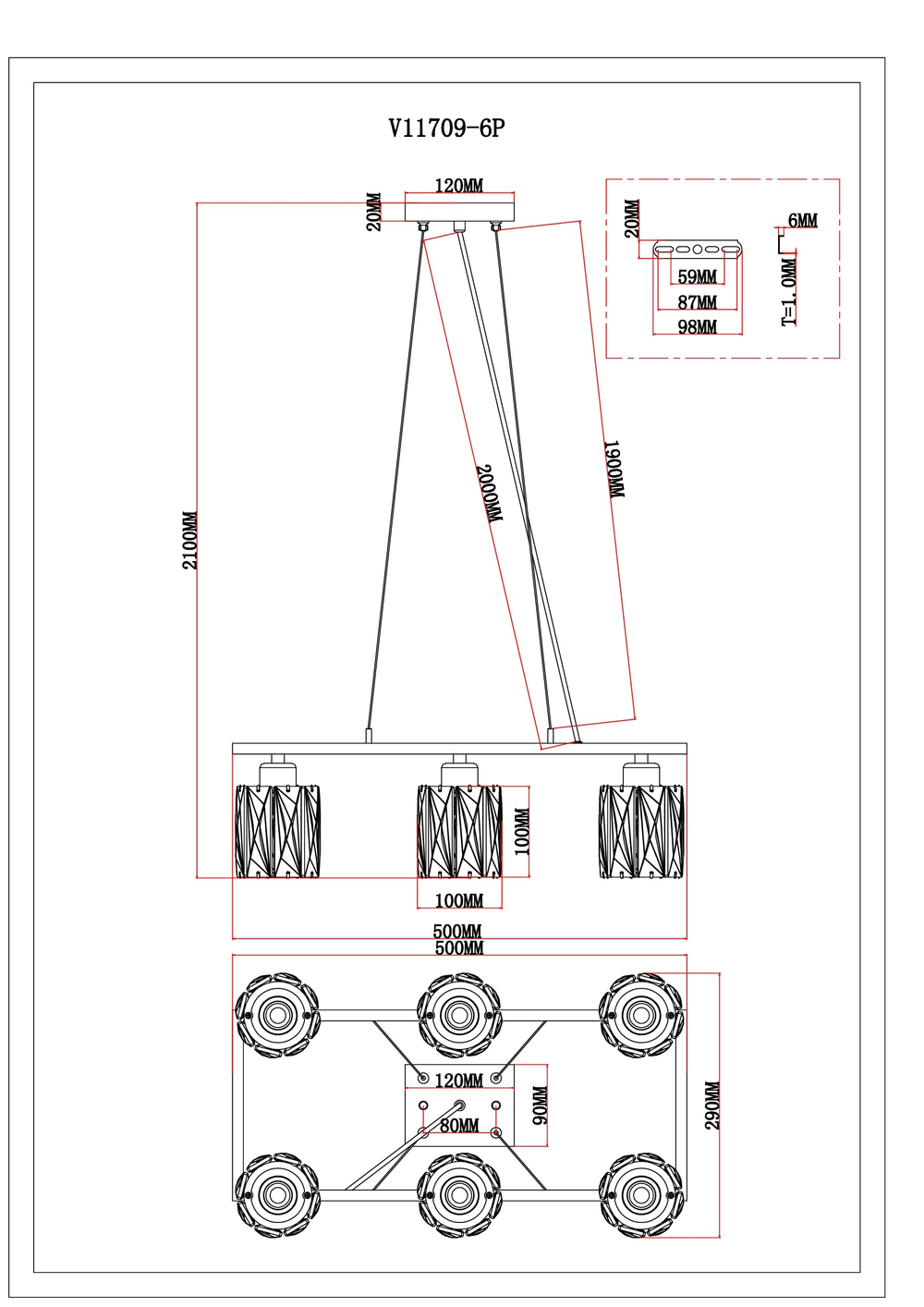 Люстра подвесная Moderli V11709-6P Prismique