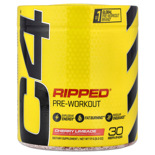 C4 / Cellucor, Ripped®, предтренировочный комплекс, со вкусом вишневого лаймада, 171 г (6 унций)