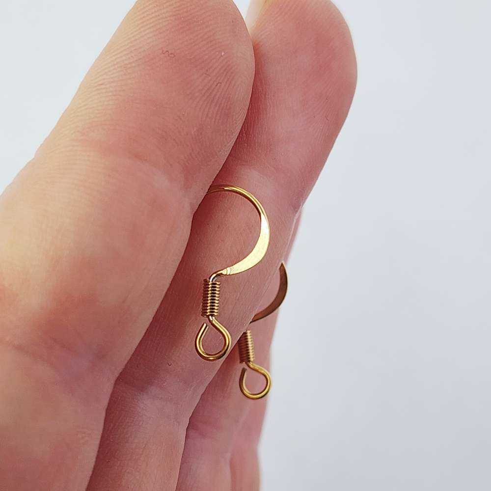 Ювелирные швензы крючки, сталь 2я позолота, 18мм, цена за пару