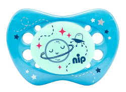 Пустышка силиконовая NIP "Night" для мальчика 2 шт. размер 1, синий/серый