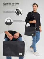 Сумка для ноутбука 13,3" и 14" с ремнем на плечо и 3 отделениями (Серый)