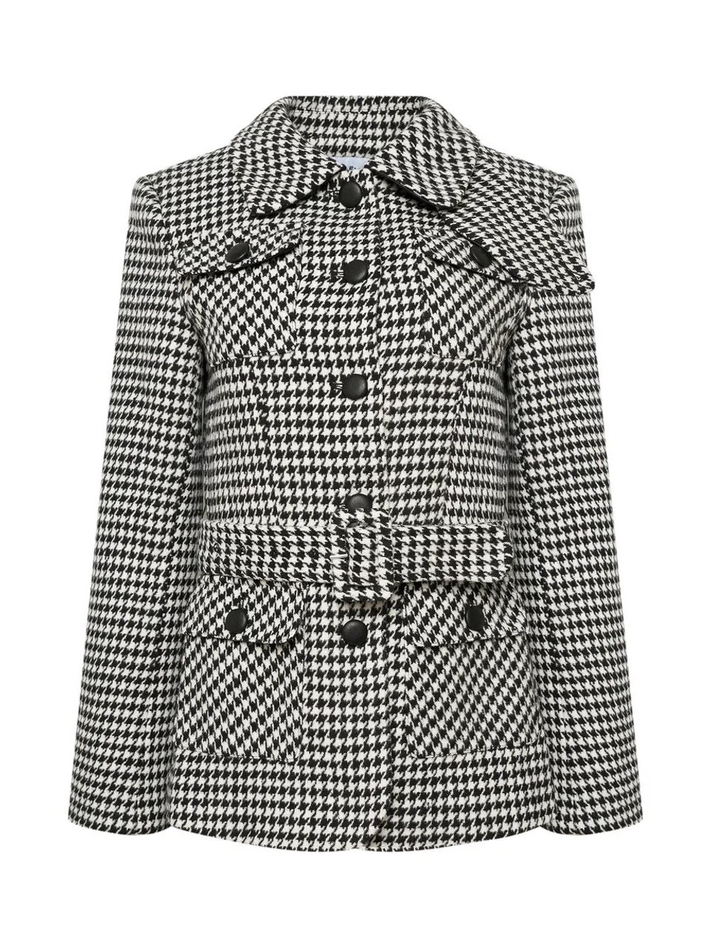 Жакет- пальто из шерсти, Черно-Белый