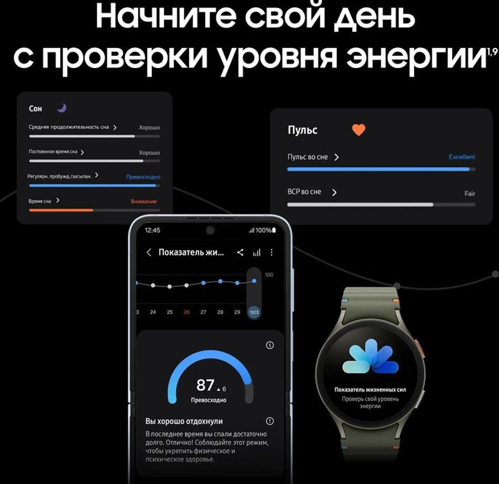 Смарт-часы Samsung Galaxy Watch 7 LTE 44мм,  1.47",  с SIM,  зеленый