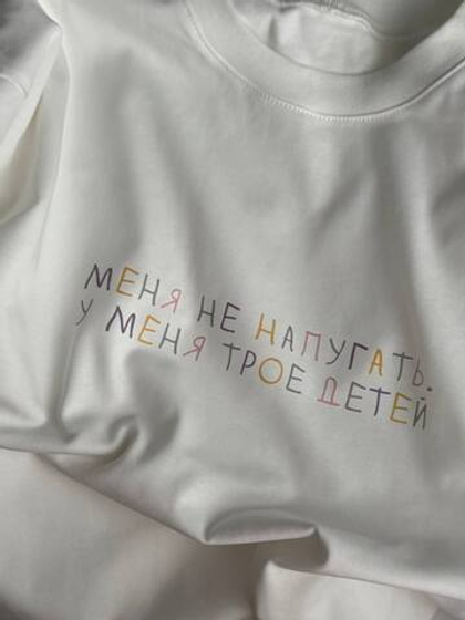 футболка «меня не напугать, у меня трое детей»