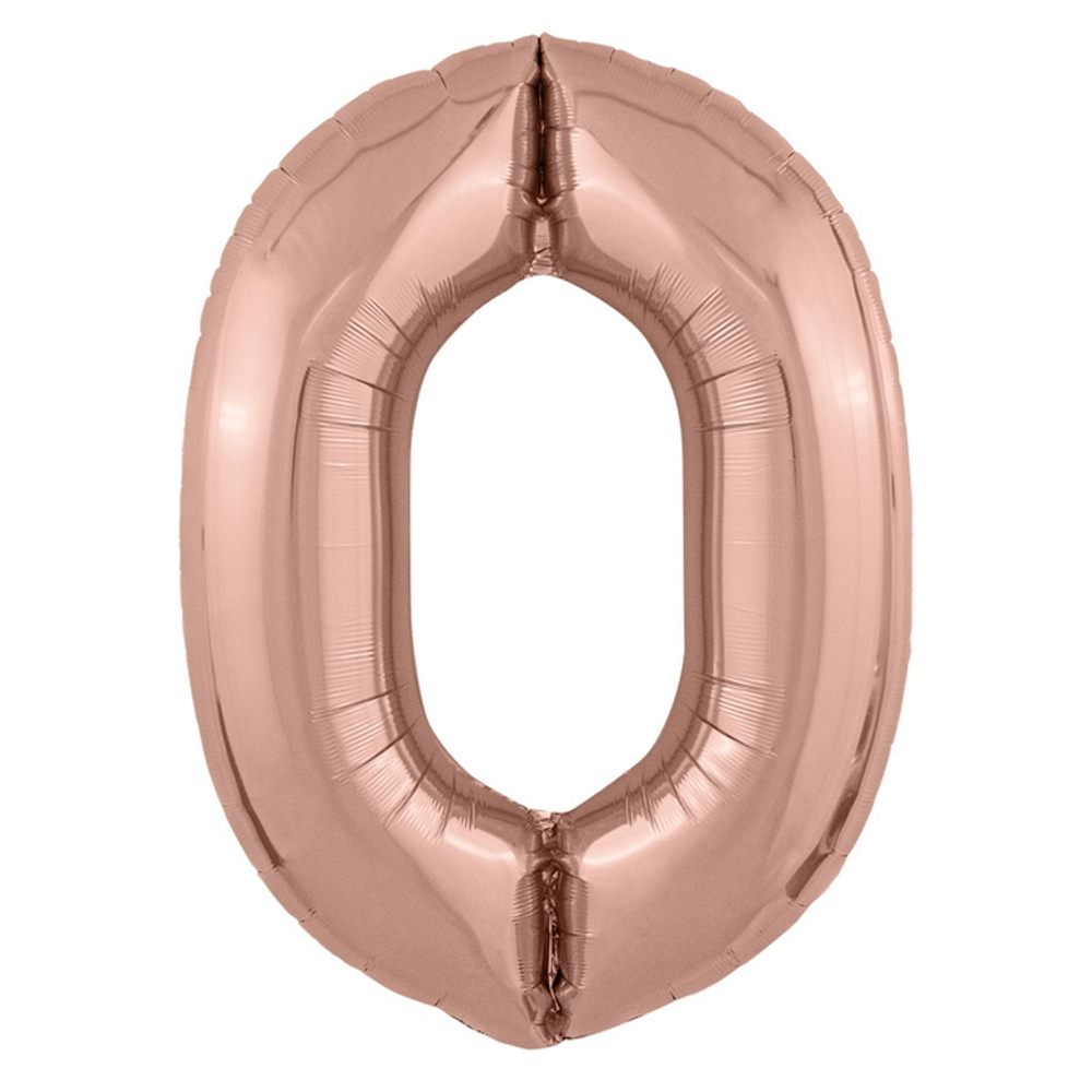 Шар фольгированный Цифра 0 101 см (Розовое Золото)