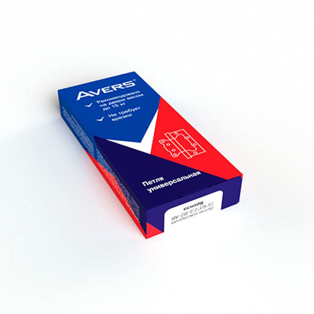 Петля накладная Avers 75*63*2.5-B2-CR БЕЗ ВРЕЗКИ (24/144)