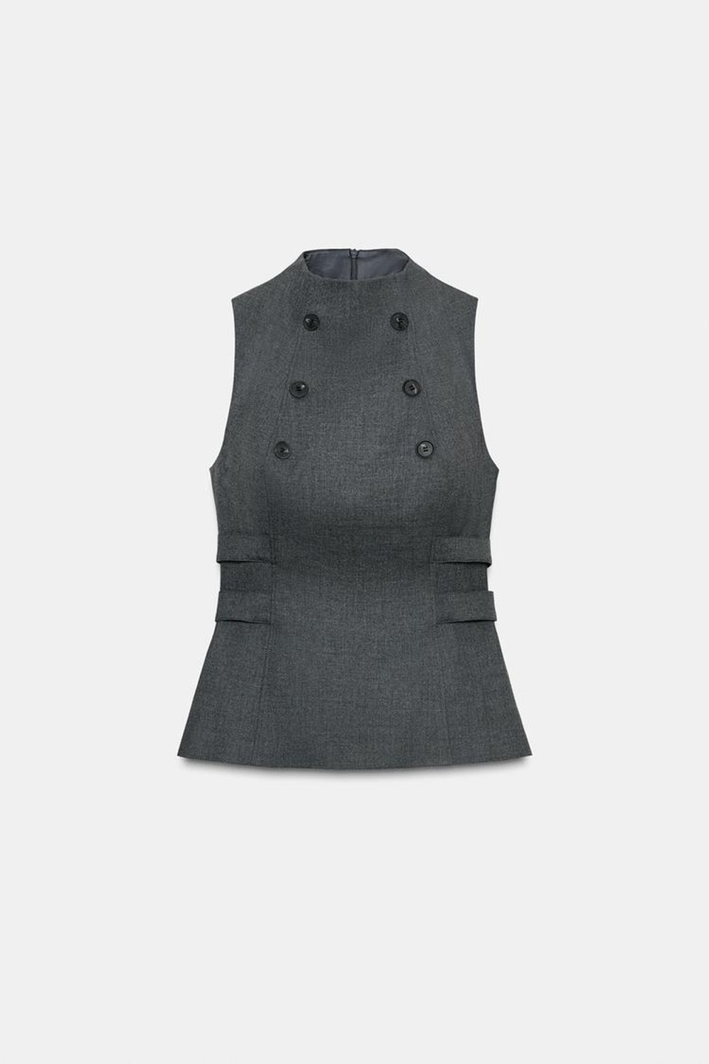 ZARA ТОП С ПУГОВИЦАМИ, УГОЛЬНЫЙ