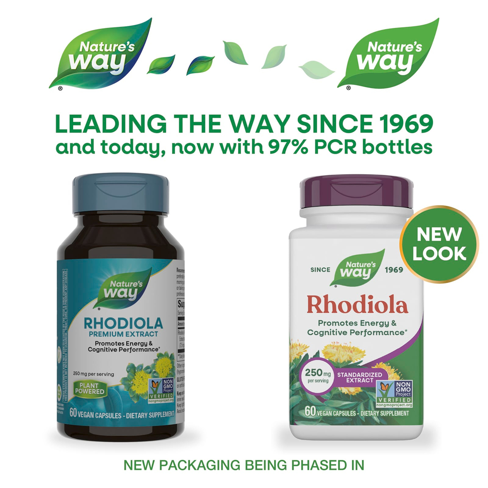 Nature's Way, родиола, 250 мг, 60 веганских капсул