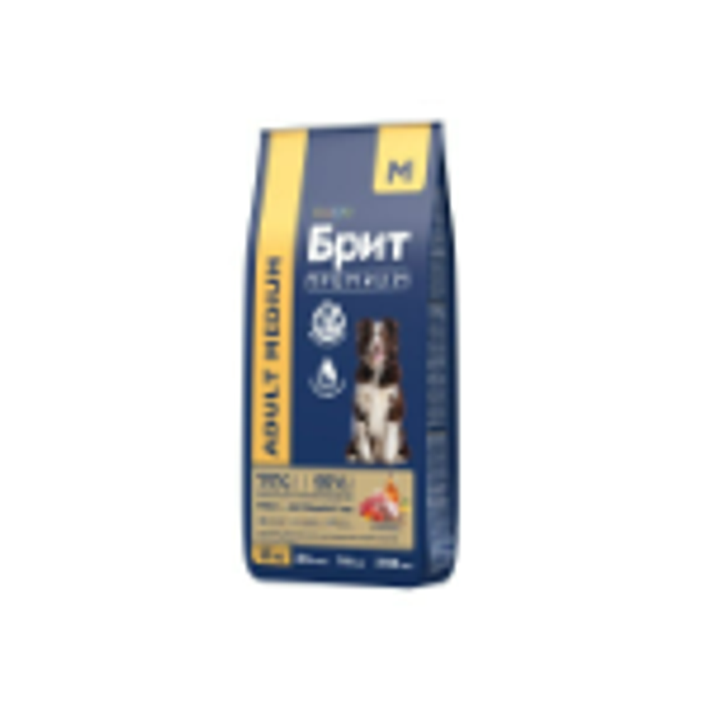 Корм для собак сухой BRIT PREMIUM с индейкой и телятиной для собак "Dog Adult Medium",15 кг