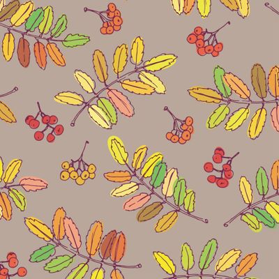 листопад - рябина на бежевом