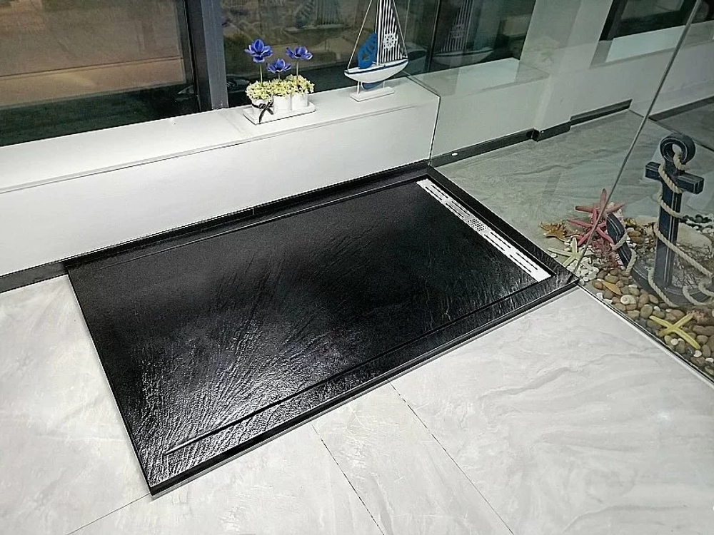 Душевой поддон WeltWasser WW TRS STONE BL 10000005450 100x90 черный