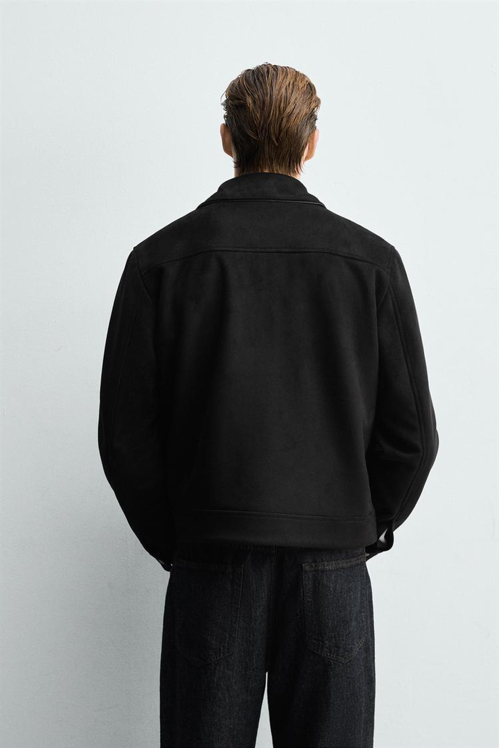 ZARA КУРТКА КЛАССИЧЕСКОГО КРОЯ ПОД ЗАМШУ, ЧЕРНЫЙ