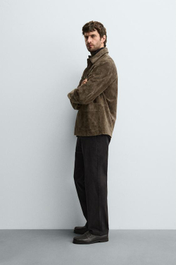 ZARA БРЮКИ STRAIGHT FIT ИЗ ТВИЛА, ЧЕРНЫЙ