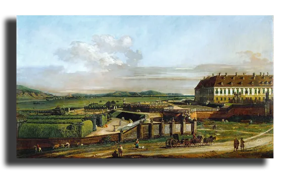 Репродукция "Бернардо Беллотто - Императорская летняя резиденция, двор, вид с севера"