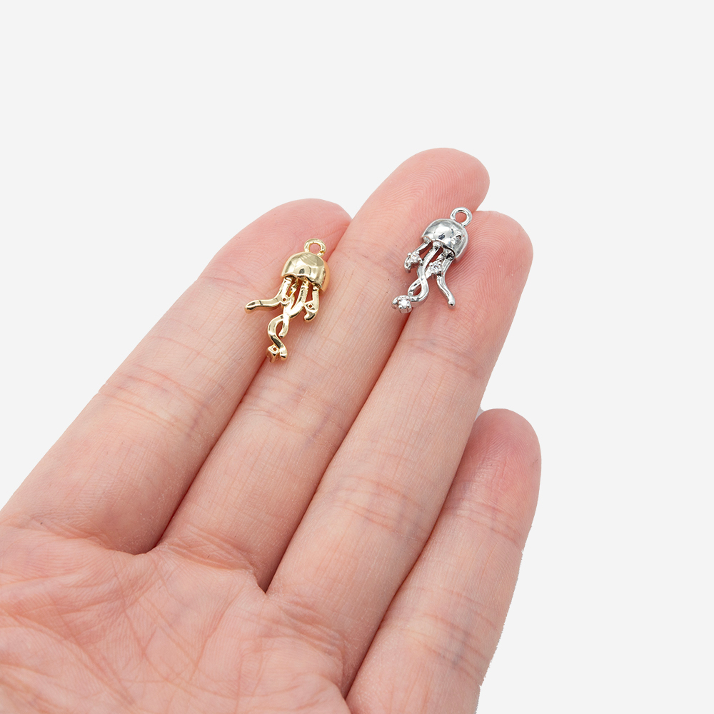 Подвеска "Медуза", 18*9мм, фианиты, позолота