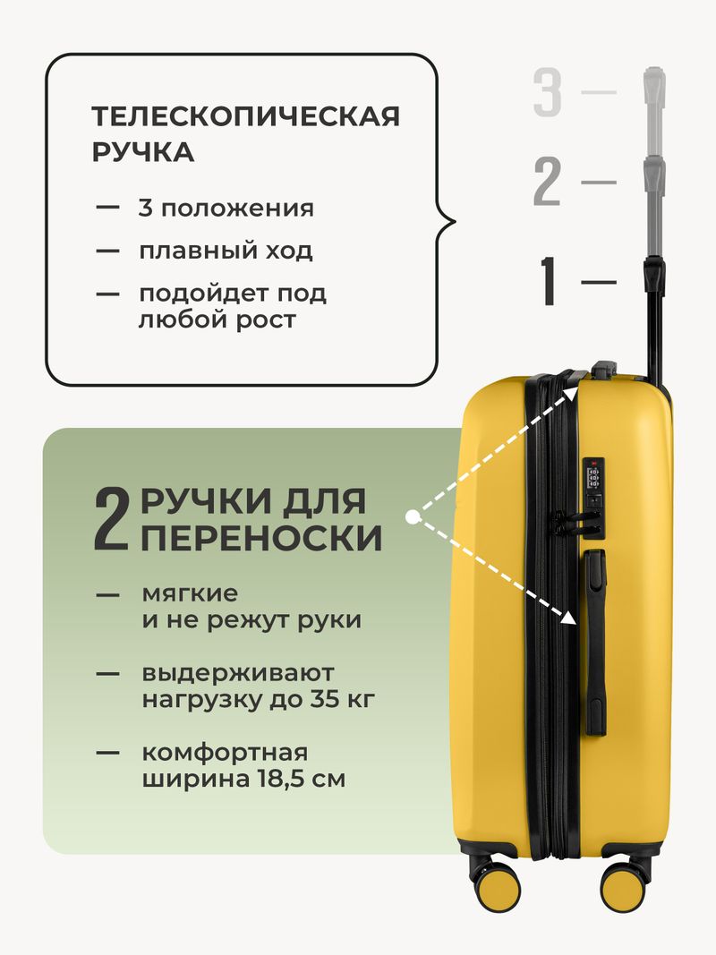 Чемодан M с кейсом в комплекте Желтый