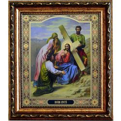Несение Креста. (Ведение Ко Кресту, Шествие на Голгофу). Печатная икона.