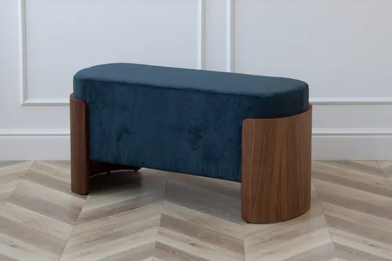 Банкетка Lagom 100 см (синий, орех)