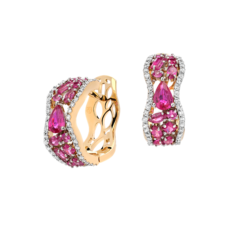 Серьги с бриллиантом  из комбинированного золота JA-S-684250-4