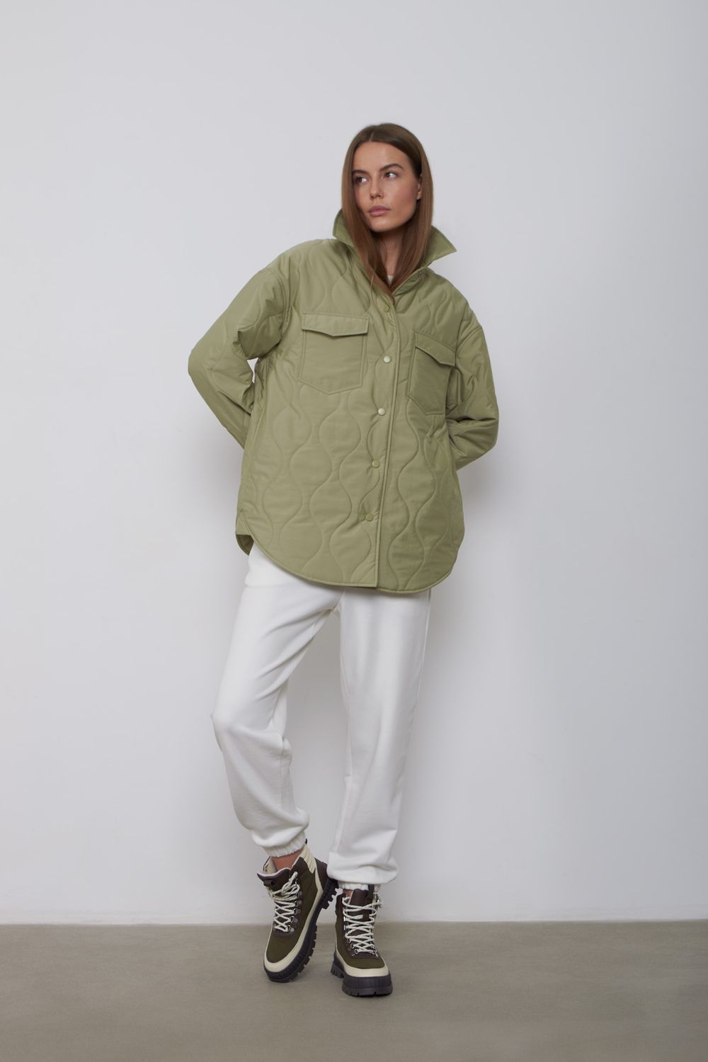 Куртка-рубашка Alexandra Talalay стёганая AW015 фисташковая