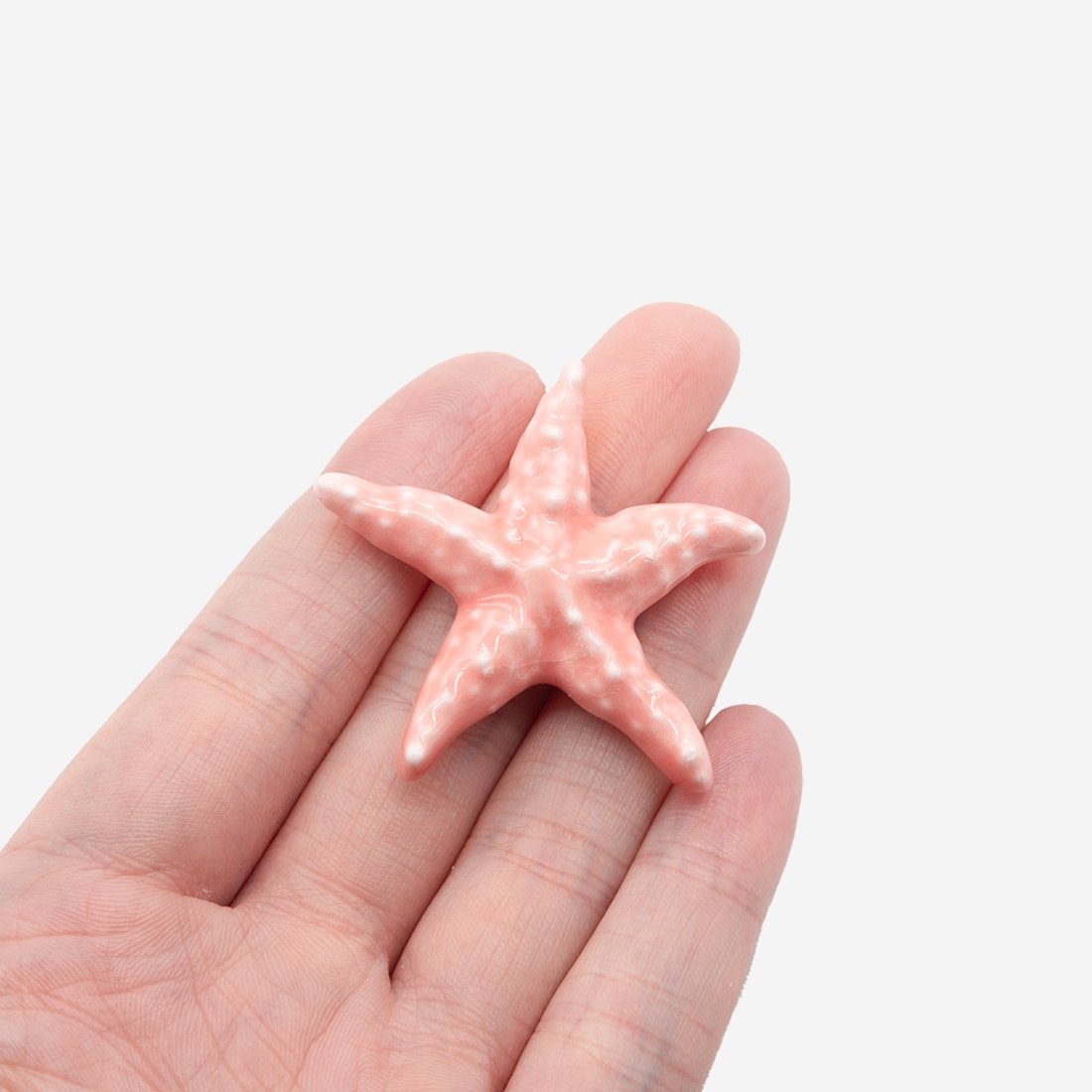 Бусина в форме морской звезды, 39*41мм, розовая, глазурированный фарфор