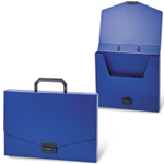 Папка-портфель пластиковая BRAUBERG "Energy" А4 (330х256х32 мм) без отделений синий (4 штуки в упаковке)
