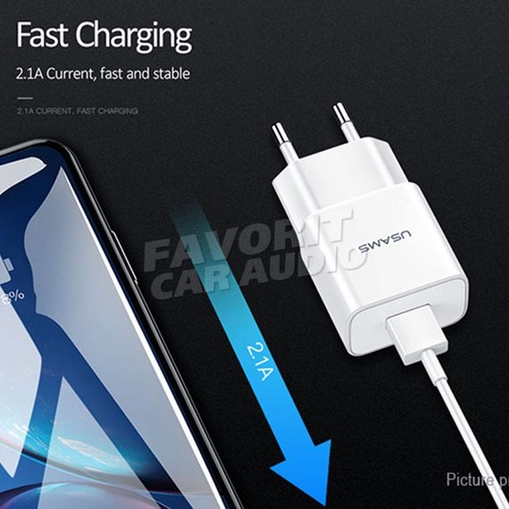 СЗУ 1 USB Usams US-CC060 T11 2100mA пластик белый