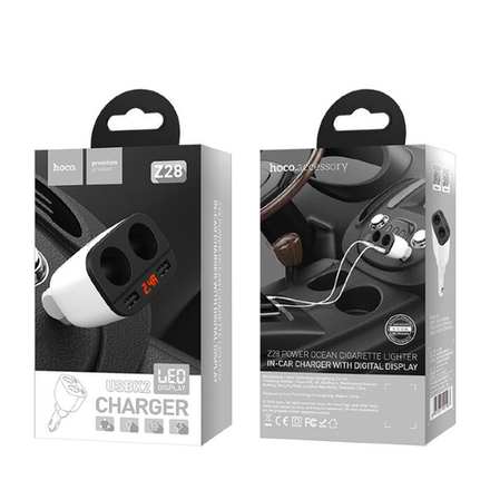 Z28 Power ocean cigarette lighter in-car charger with digital display