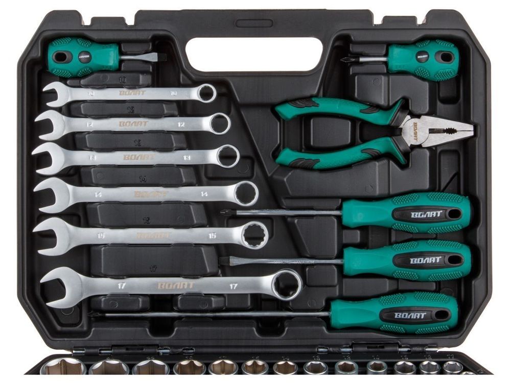 Набор слесарного инстр-та в чемодане 56 предметов ВОЛАТ (1/4", 1/2", 6 граней )