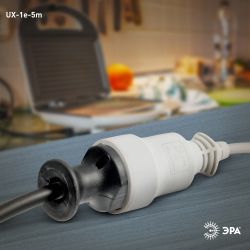 Удлинитель электрический ЭРА UX-1е-5m с заземлением 1 розетка 5м ПВС 3x0,75мм2 10А