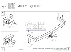 Фаркоп оцинкованный Galia M057A для Mitsubishi Pajero Sport 1998-2008(паспорт и сертификат в комплекте)(без электрики)