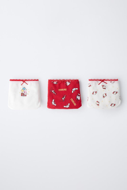 ZARA АБОР ИЗ ТРЕХ ТРУСОВ HELLO KITTY © SANRIO, ЭКРЮ/КРАСНЫЙ