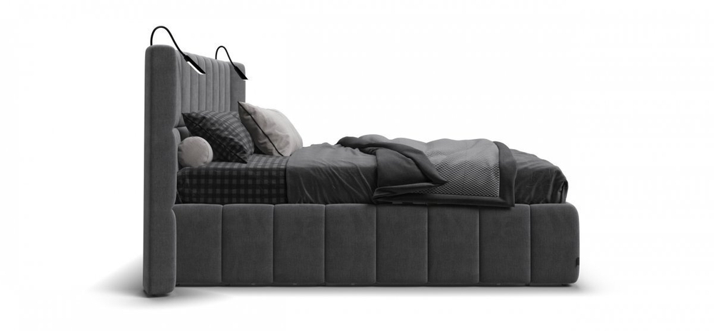 Кровать BOSS.XO 180х200 велюр Monolit Серый