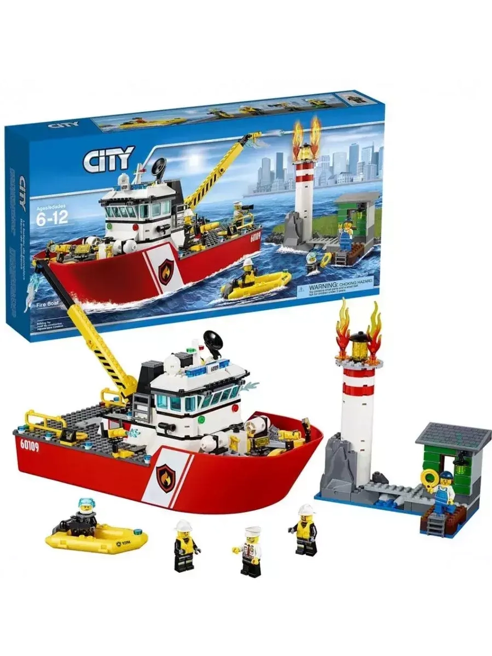Конструктор Сити Пожарный катер 412 деталей