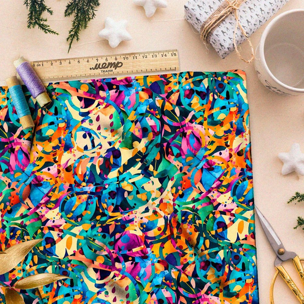 Ткань премиум атлас карнавал абстракции