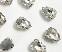 Стразы пришивные стекло в оправе, р. 14 мм, серебро