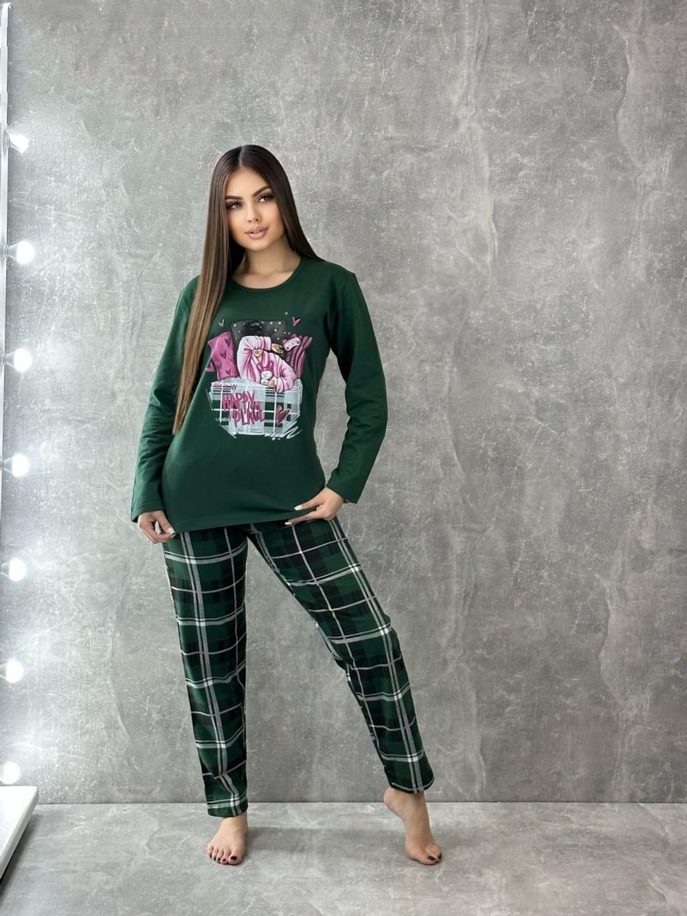 Пижама женская штаны+футб д/р (фланель) П008-8 норма