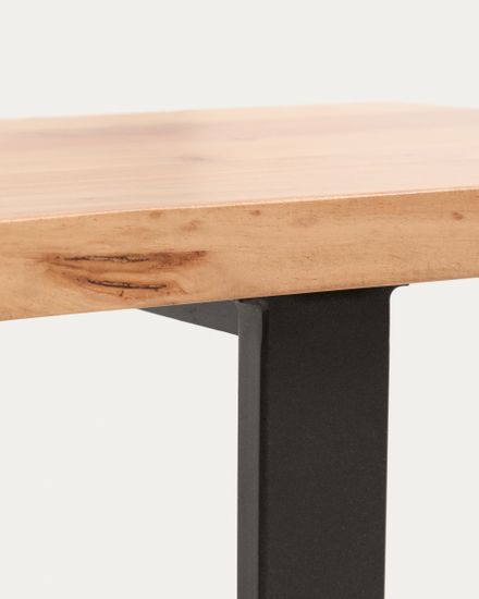 Скамейка Uxue из массива акации с черными стальными ножками, 160 x 45 см