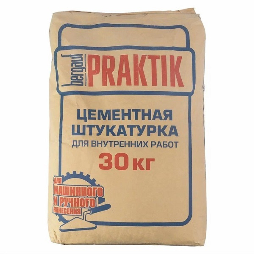 Штукатурка цементная Бергауф Praktik для внутренних работ 30 кг