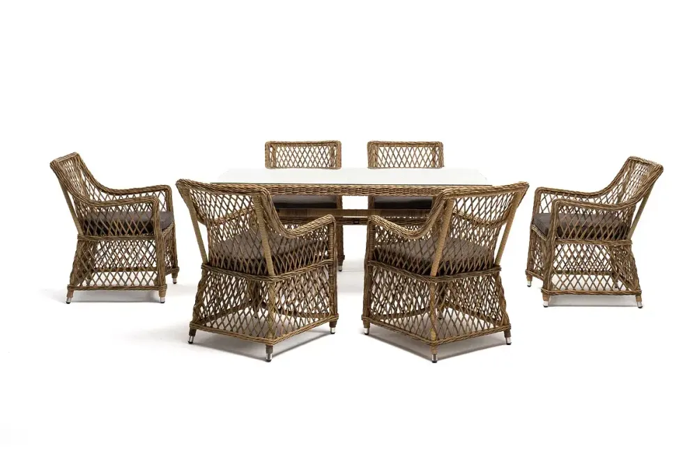 "Латте" обеденная группа плетеная, цвет соломенный