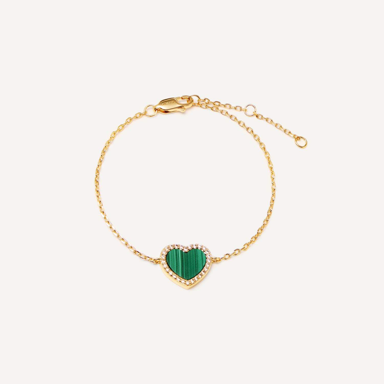 Браслет Malachite Heart Bracelet - Gold