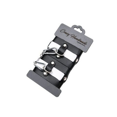 Черно-белые кожаные наручники (Цвет: черный с белым)